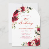 Invitation 95e anniversaire Rose rose rose rose rose arche fl (Devant)