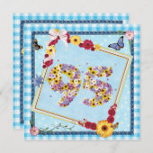 Invitation 95e fête d'anniversaire Fleurs d'invitation, papil (Devant / Derrière)