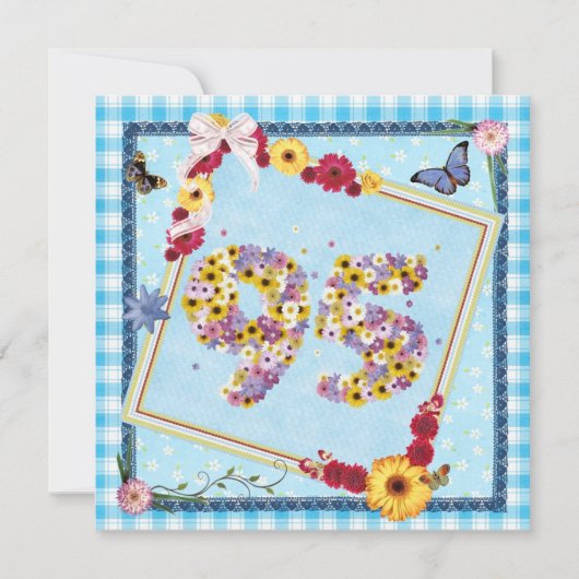Invitation 95e fête d'anniversaire Fleurs d'invitation, papil (Devant)