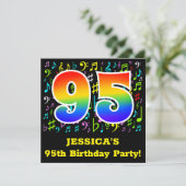 Invitation 95e fête d'anniversaire : Symboles de musique amus (Debout devant)