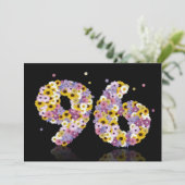 Invitation 96e fête d'anniversaire, avec des lettres fleuries (Debout devant)