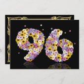 Invitation 96e fête d'anniversaire, avec des lettres fleuries (Devant / Derrière)