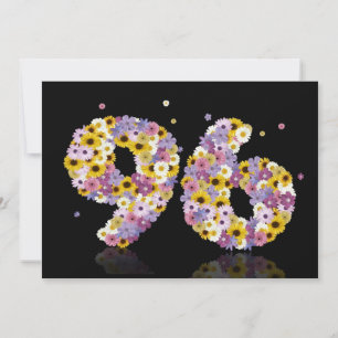 Invitation 96e fête d'anniversaire, avec des lettres fleuries
