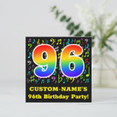 Invitation 96e fête d'anniversaire : Symboles de musique amus (Debout devant)