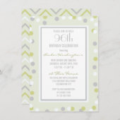 Invitation 96e Pois vert et gris et Chevron (Devant / Derrière)
