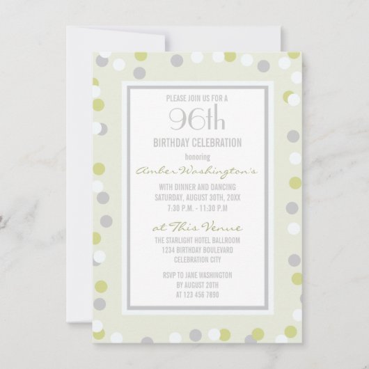 Invitation 96e Pois vert et gris et Chevron (Devant)