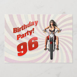Invitation 96ème anniversaire avec une fille en moto