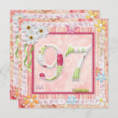 Invitation 97ème anniversaire style scrapbooking (Devant / Derrière)