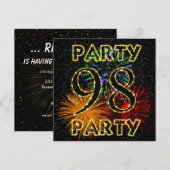 Invitation 98e anniversaire avec feu d'artifice (Devant / Derrière)