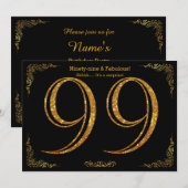 Invitation 99e anniversaire, Grand Gatsby, glitte noire d'or (Devant / Derrière)
