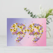 Invitation 99e fête d'anniversaire, avec des lettres fleuries (Debout devant)