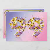 Invitation 99e fête d'anniversaire, avec des lettres fleuries (Devant / Derrière)