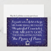 Invitation 9:6 d'Isaïe pour à nous un enfant est né (Devant / Derrière)