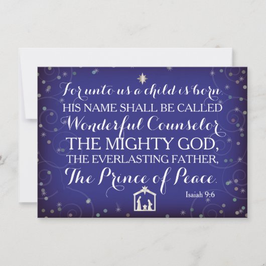 Invitation 9:6 d'Isaïe pour à nous un enfant est né (Devant)