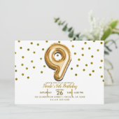 Invitation 9 Neuf Balloon d'or Confetti 9e fête d'anniversair (Debout devant)