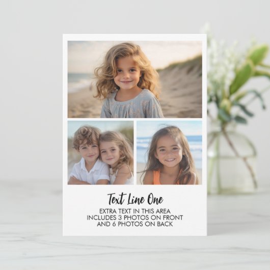 Invitation 9 Photos - 3 Front, 6 Back - Black Text on White (Debout devant)