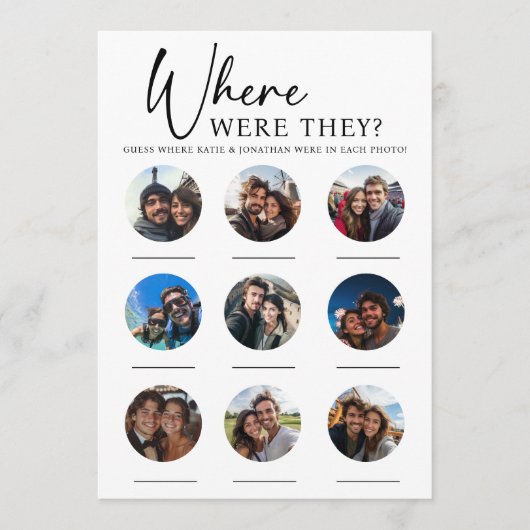 Invitation 9 Photos Où Étaient-Ils Mariage Fiançailles Jeu (Devant)