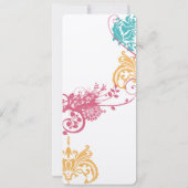 Invitation 9 x 4 couleurs de mariage printanière Damas floral (Dos)