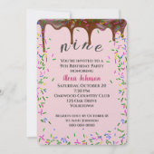 Invitation 9e Anniversaire Avec Glace Au Chocolat Et Saupoudr (Devant)