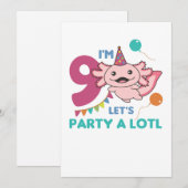Invitation 9e Anniversaire Axolotl Neuf Anniversaire Cute Axo (Devant / Derrière)