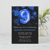Invitation 9e anniversaire Ballons Enfants Blue Boy Party (Debout devant)
