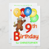 Invitation 9e anniversaire de la Royal Teddy Bear (Devant / Derrière)