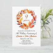 Invitation 9e anniversaire de Mariage Automne Floral Garland (Debout devant)