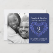 Invitation 9e anniversaire de mariage photo bleu lapis-lazuli (Devant)