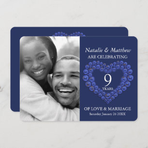 Invitation 9e anniversaire du mariage Lapis Lazuli photo bleu
