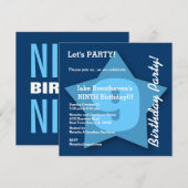 Invitation 9e anniversaire ENFANTS Neuf ans Big Blue Star K09 (Devant / Derrière)