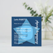 Invitation 9e anniversaire ENFANTS Neuf ans Big Blue Star K09 (Debout devant)