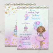 Invitation 9e anniversaire fille princesse africaine américai (Devant / Derrière)