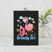 Invitation 9e anniversaire Filles Flamant rose 9 ans Tropical (Debout devant)