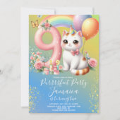 Invitation 9e anniversaire Kitten Rainbow Party (Devant)