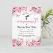 Invitation 9e anniversaire Mariage Elegant Blush Roses (Debout devant)