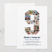 Invitation 9e anniversaire Numéro 9 Photo personnalisée Colla (Devant / Derrière)