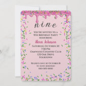 Invitation 9e Anniversaire Pink Icing Et Sprinkings (Devant)
