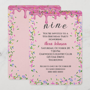 Invitation 9e Anniversaire Pink Icing Et Sprinkings