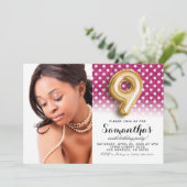 Invitation 9e anniversaire Polkadot Portrait (Debout devant)