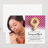 Invitation 9e anniversaire Polkadot Portrait (Devant / Derrière)