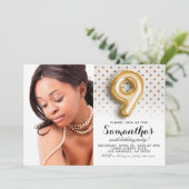 Invitation 9e anniversaire Polkadot Portrait (Debout devant)