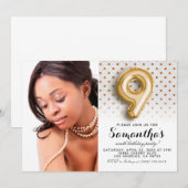 Invitation 9e anniversaire Polkadot Portrait (Devant / Derrière)