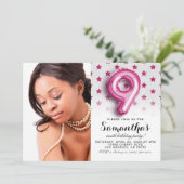 Invitation 9e anniversaire Star Confetti Portrait (Debout devant)