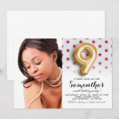 Invitation 9e anniversaire Star Confetti Portrait (Devant / Derrière)