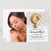 Invitation 9e anniversaire Star Confetti Portrait (Devant / Derrière)