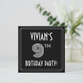 Invitation 9e fête d'anniversaire : Style Art Déco avec nom p (Debout devant)