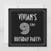 Invitation 9e fête d'anniversaire : Style Art Déco avec nom p (Devant)