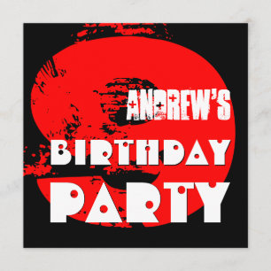 Invitation 9ème fête d'anniversaire de ROUGE moderne V11 9 an