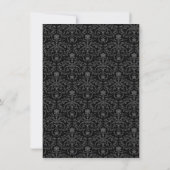 Invitation A6 Lime Green Black Damask Monogramme Mariage (Dos)