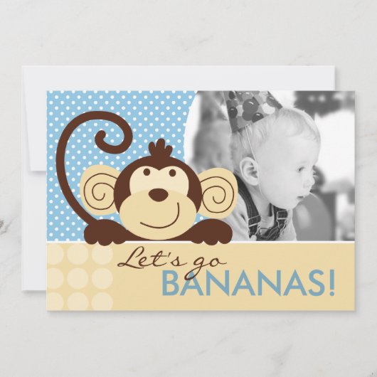 Invitation A7-A d'anniversaire de singe de mod (Devant)